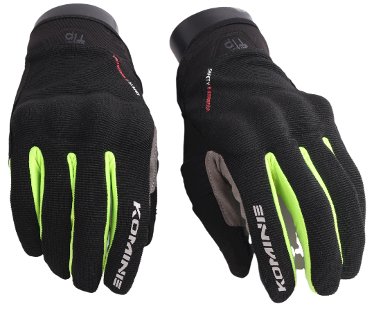 Komine Full Safety Gloves Black & Green