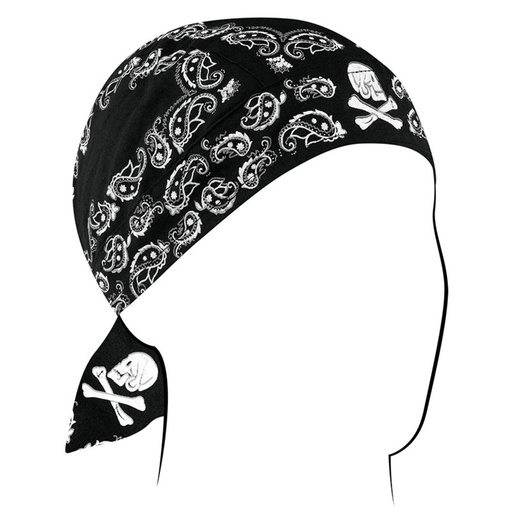 [642608023359] Zan® Flydanna® Cotton Skull Paisley Black