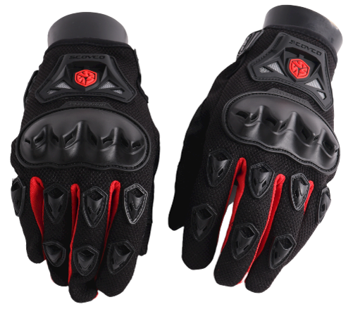 Full Safety Gloves Scoyco Black & Red