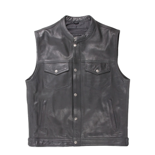 (V-16) Leather Vest Black